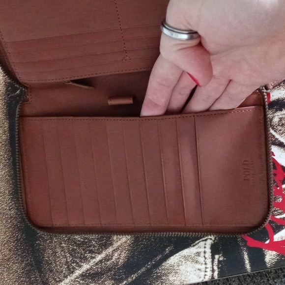 ๐ ๐SAMPLE 2016 Polo Ralph Lauren๐ - Burnished Brown Double Zip Travel Wallet - Picture 11 of 16